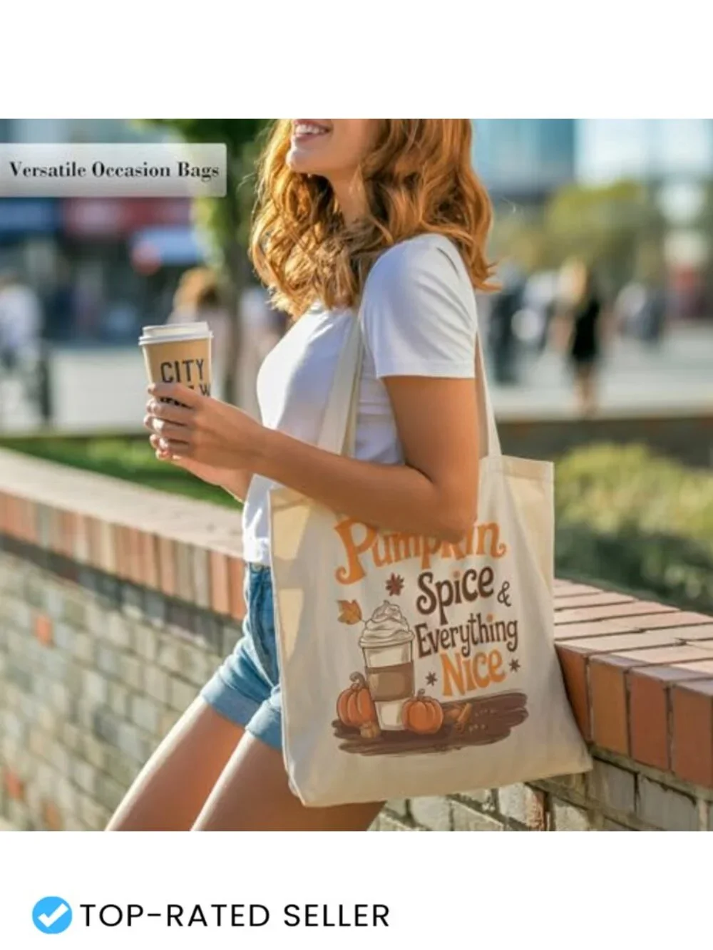 Canvas Tote Bag with Inner Pocket for Women Fall